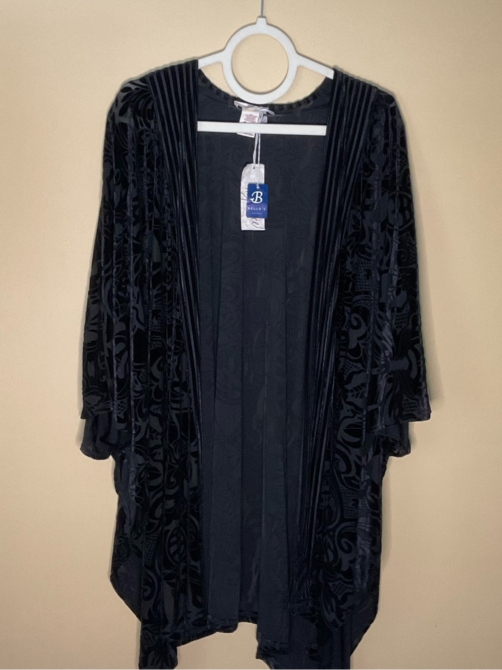 Mystree Black Velvet Open-Front Women's Sweater